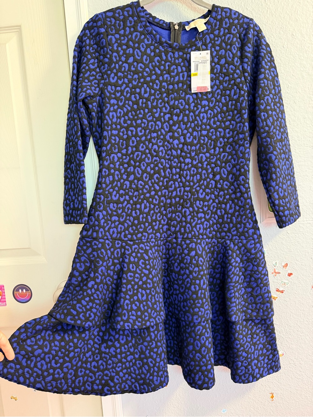 NWT Michael Kors Blue Leopard Print Fit & Flare Dress